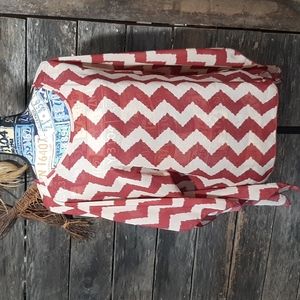 Chevron print mock sheer poncho